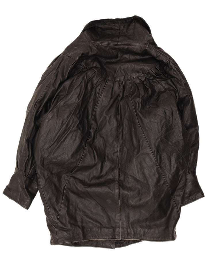 Vintage Damen Fledermausledermantel UK 16 Large Schwarz