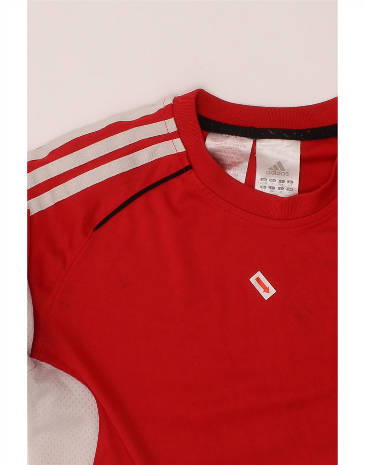 ADIDAS T-Shirt-Oberteil für Jungen, 11–12 Jahre, rotes Farbblock-Polyester