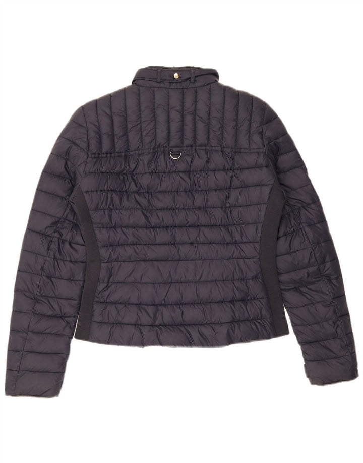 Zara Damen Wattierte Jacke UK 10 Small Marineblaues Nylon