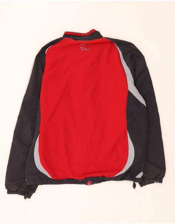 ADIDAS Herren-Trainingsanzug-Oberteiljacke UK 40/42 Mittelrotes Colourblock-Polyester