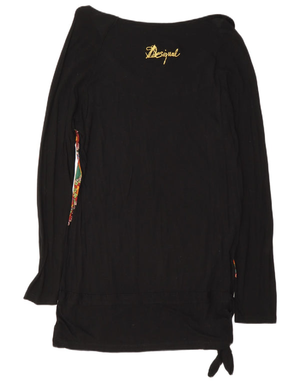 Desigual Damen Grafik-Tunika-Top UK 18 XL Schwarz geblümt