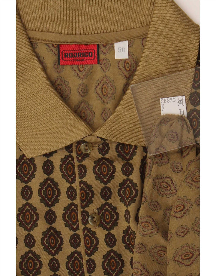 Rodrigo Herren-Poloshirt IT 50 Medium Khaki aus geometrischer Baumwolle