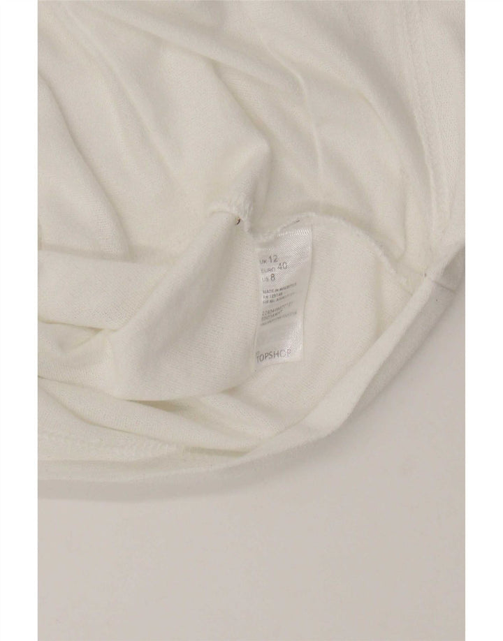 Topshop Damen Crop T-Shirt Top UK 12 Mittelweißes Polyester