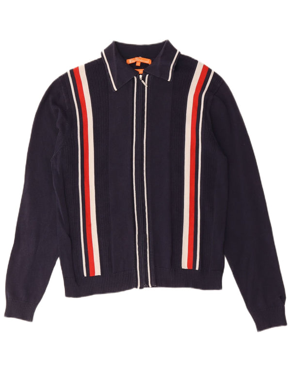 Ben Sherman Damen-Strickjacke in Übergröße, Gr. 10, Größe S, Marineblau gestreift