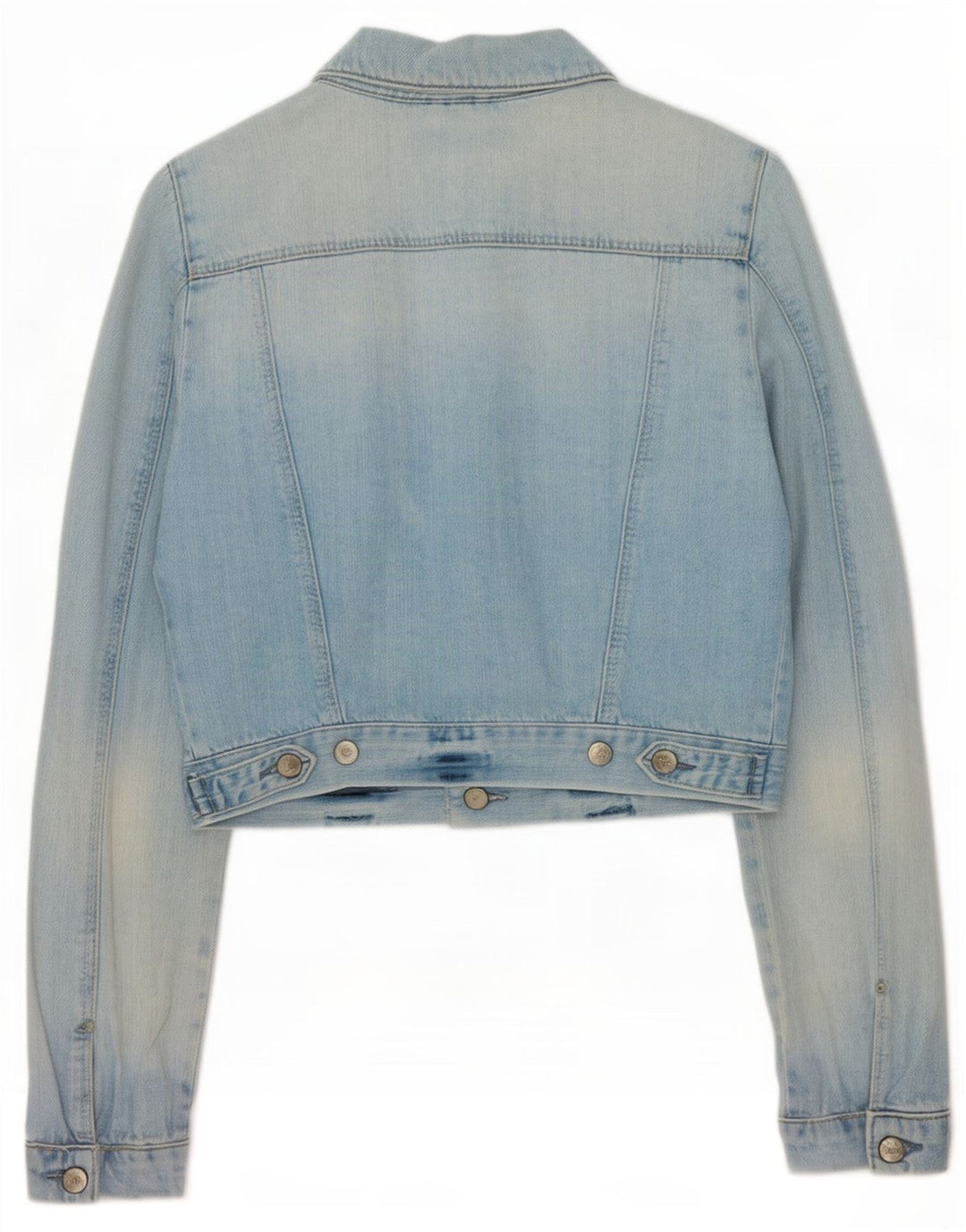 Moto Womens Crop Denim Jacke UK 12 Mittelblaue Baumwolle