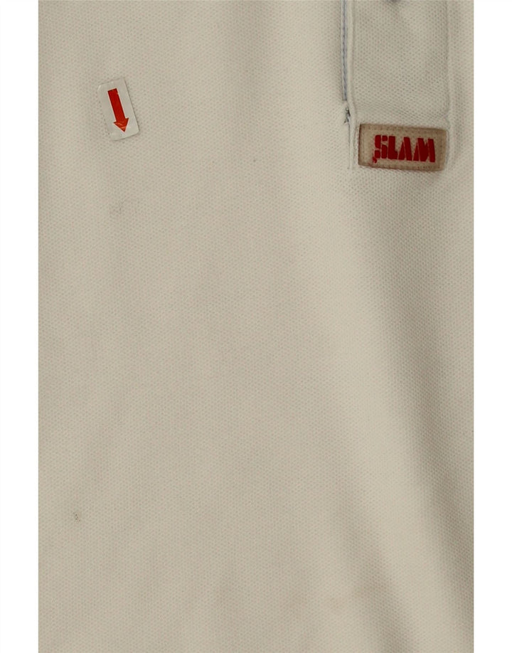 Slam Herren-Poloshirt, groß, aus weißer Baumwolle