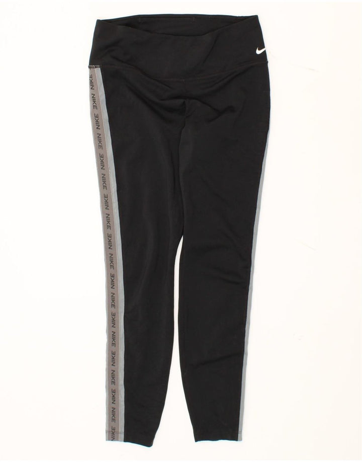 NIKE Womens Graphic Leggings UK 12 Medium  Black Colourblock Polyester Vintage Nike and Second-Hand Nike from Messina Hembry 