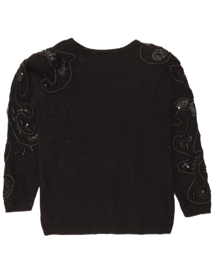 I.B Diffusion Damen-Pullover mit U-Boot-Ausschnitt, Gr. 14, mittelschwarz, Seide