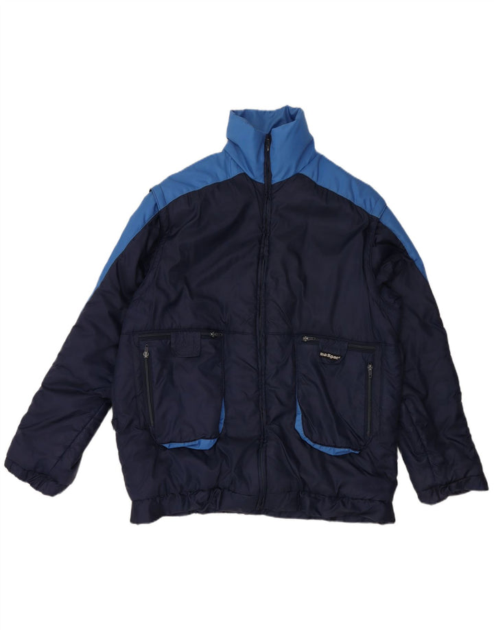 VINTAGE Wattierte Herrenjacke UK 42 XL Marineblau Farbblock