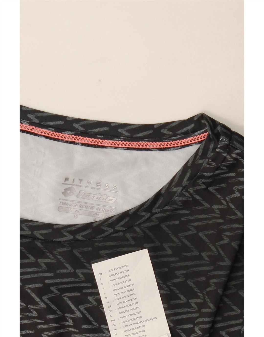 Lotto Damen T-Shirt Top UK 12 Medium Schwarz Chevron Polyester