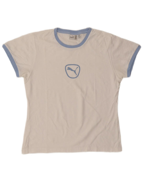 Puma Damen Graphic T-Shirt Top UK 14 Medium Weiß