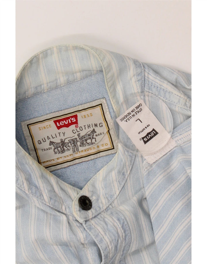 Levi's Herren-Kurzarmhemd, groß, blau gestreift, Baumwolle