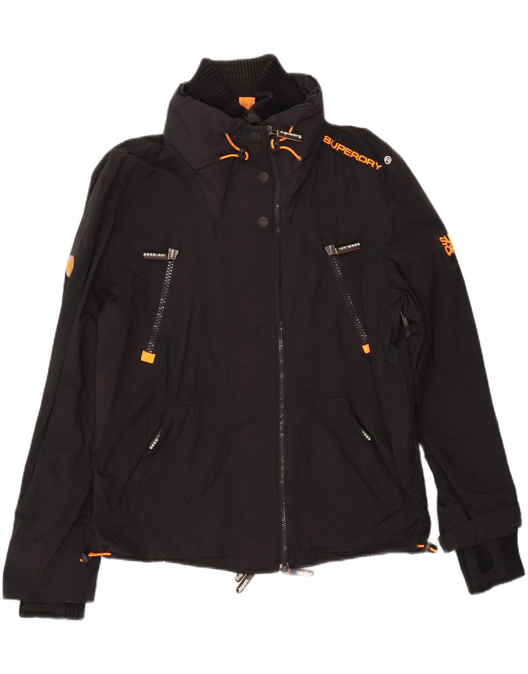 SUPERDRY Damen Windjacke UK 16 Large Schwarz Nylon