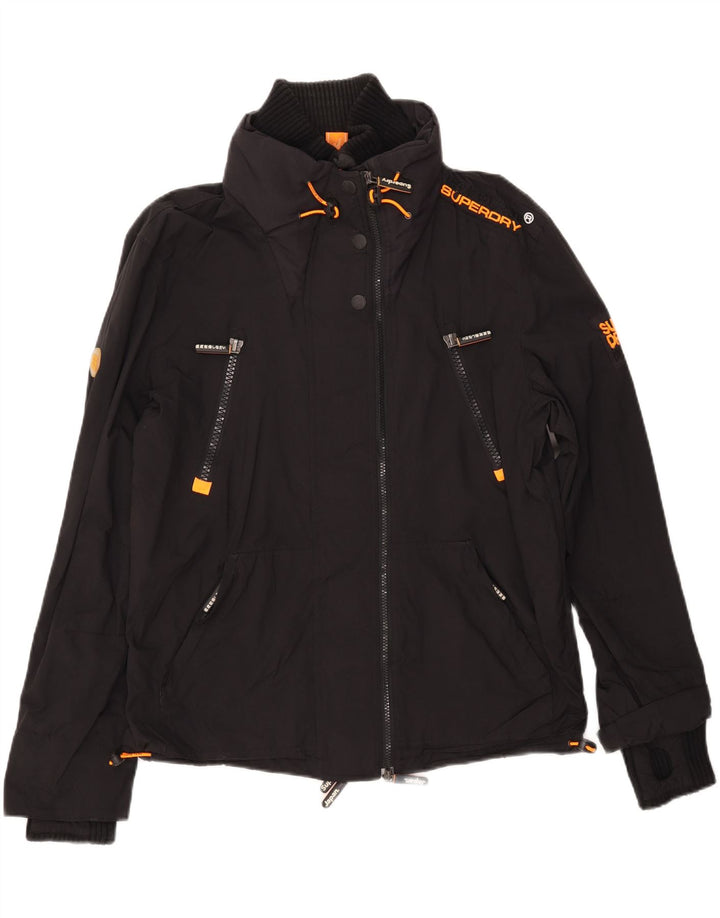 SUPERDRY Damen Windjacke UK 16 Large Schwarz Nylon