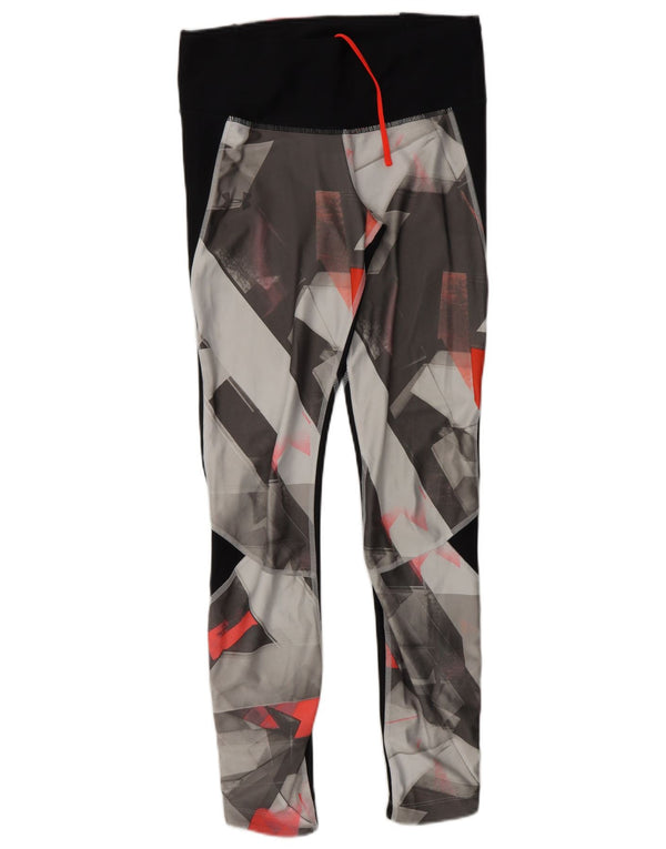 UNDER ARMOUR Damen Heat Gear Leggings UK 12 Medium Schwarz Geometrisch