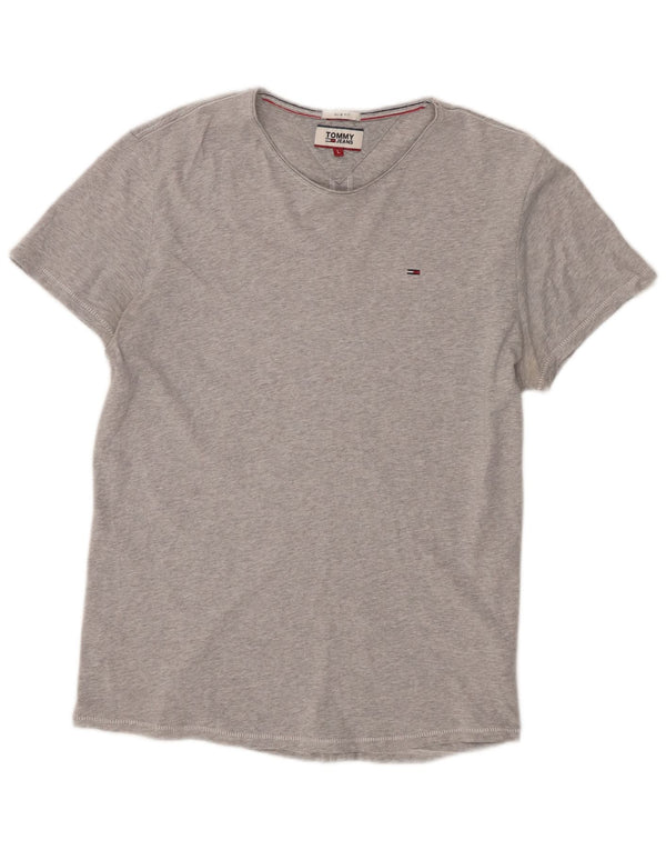 Tommy Hilfiger Damen Slim Fit T-Shirt Top UK 16 Large Grau Baumwolle