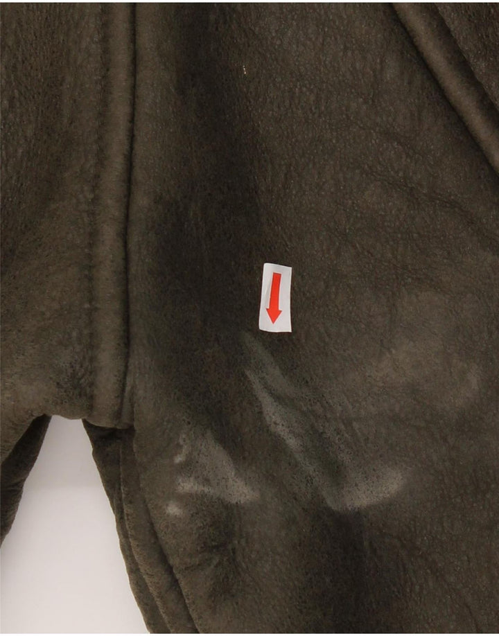 CHRIST Mens Shearling Jacket UK 38 Medium Green Leather Vintage Christ and Second-Hand Christ from Messina Hembry 
