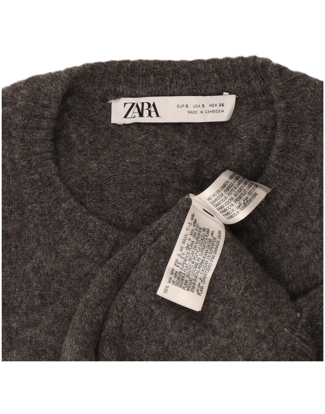 Zara Damen-Cardigan-Pullover UK 10 Kleine graue Wolle