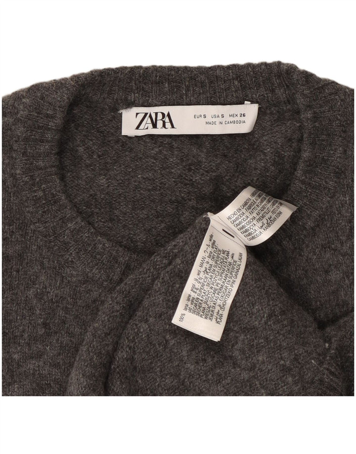 Zara Damen-Cardigan-Pullover UK 10 Kleine graue Wolle