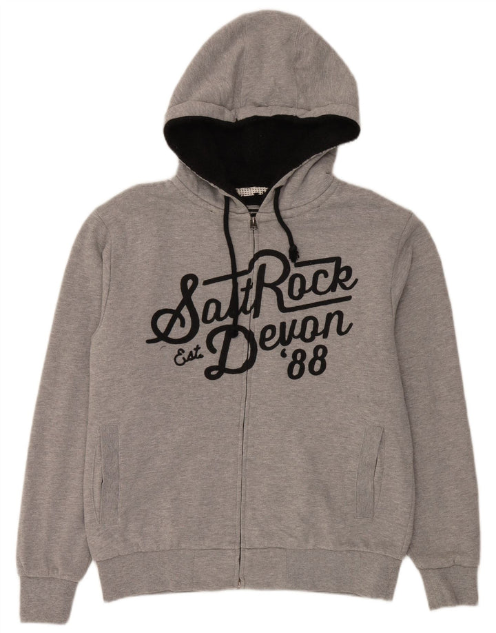Saltrock Herren Devon Graphic Sherpa Zip Hoodie Pullover Mittelgrau Retro
