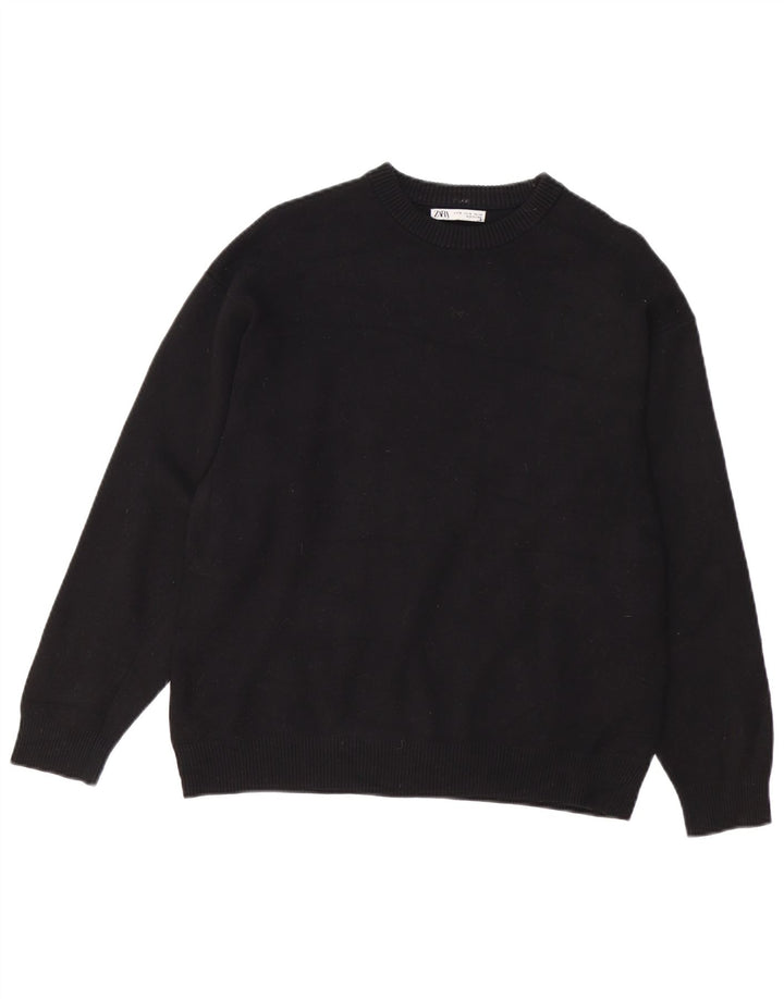 Zara Damen-Pullover mit Rundhalsausschnitt, Gr. 14, mittlere schwarze Viskose