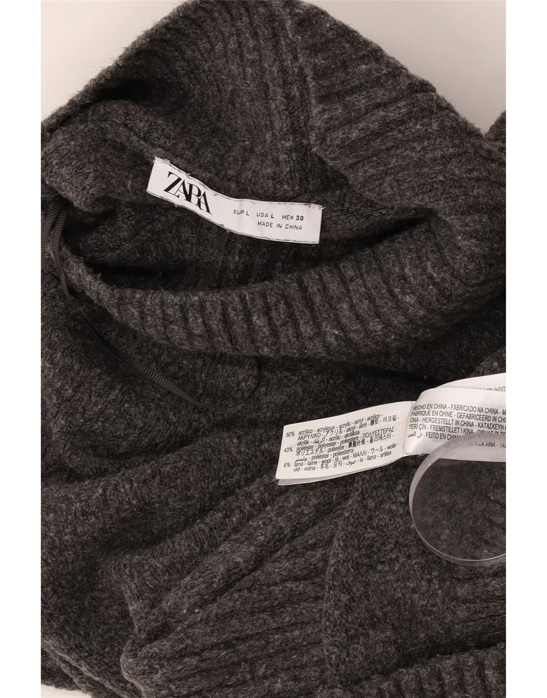 Zara Damen Crop Oversized Rollkragenpullover Pullover UK 16 Large Grau