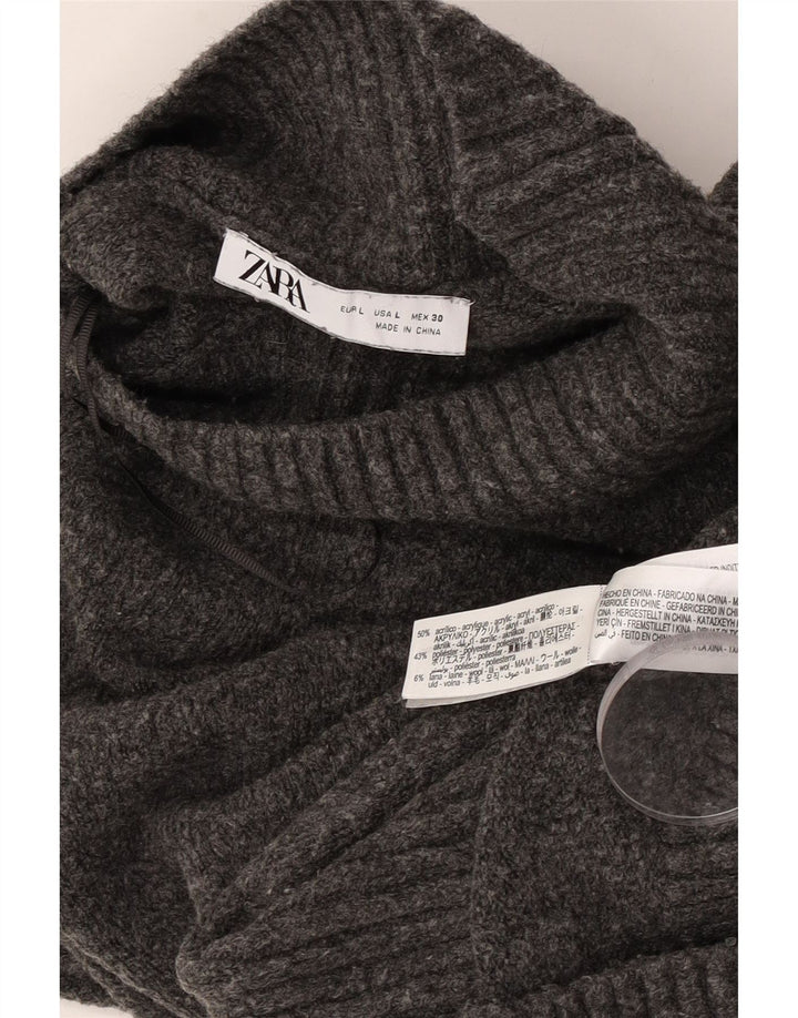 Zara Damen Crop Oversized Rollkragenpullover Pullover UK 16 Large Grau