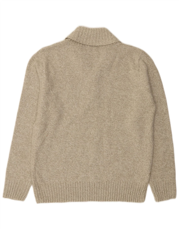 Marks & Spencer Herren-Pullover mit Schalkragen, Mittelgrün geflecktes Acryl