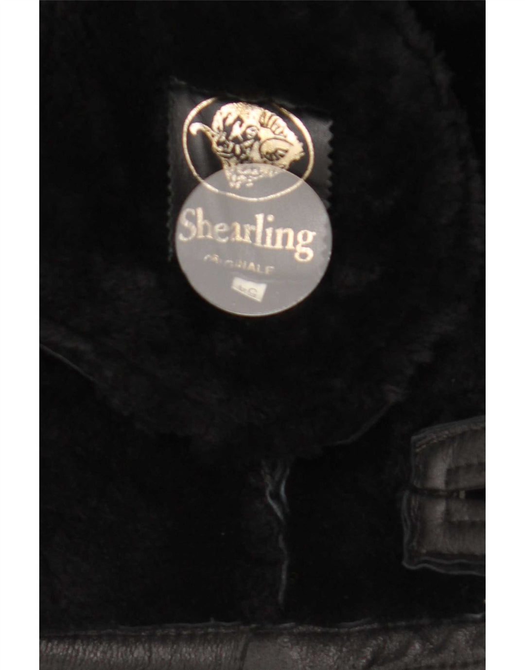 Vintage Herren Shearling Jacke IT 54 2XL Schwarz Shearling