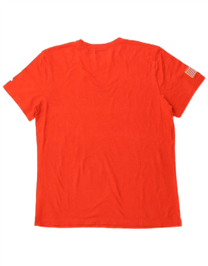 REEBOK Herren Grafik-T-Shirt Top Large Orange Baumwolle