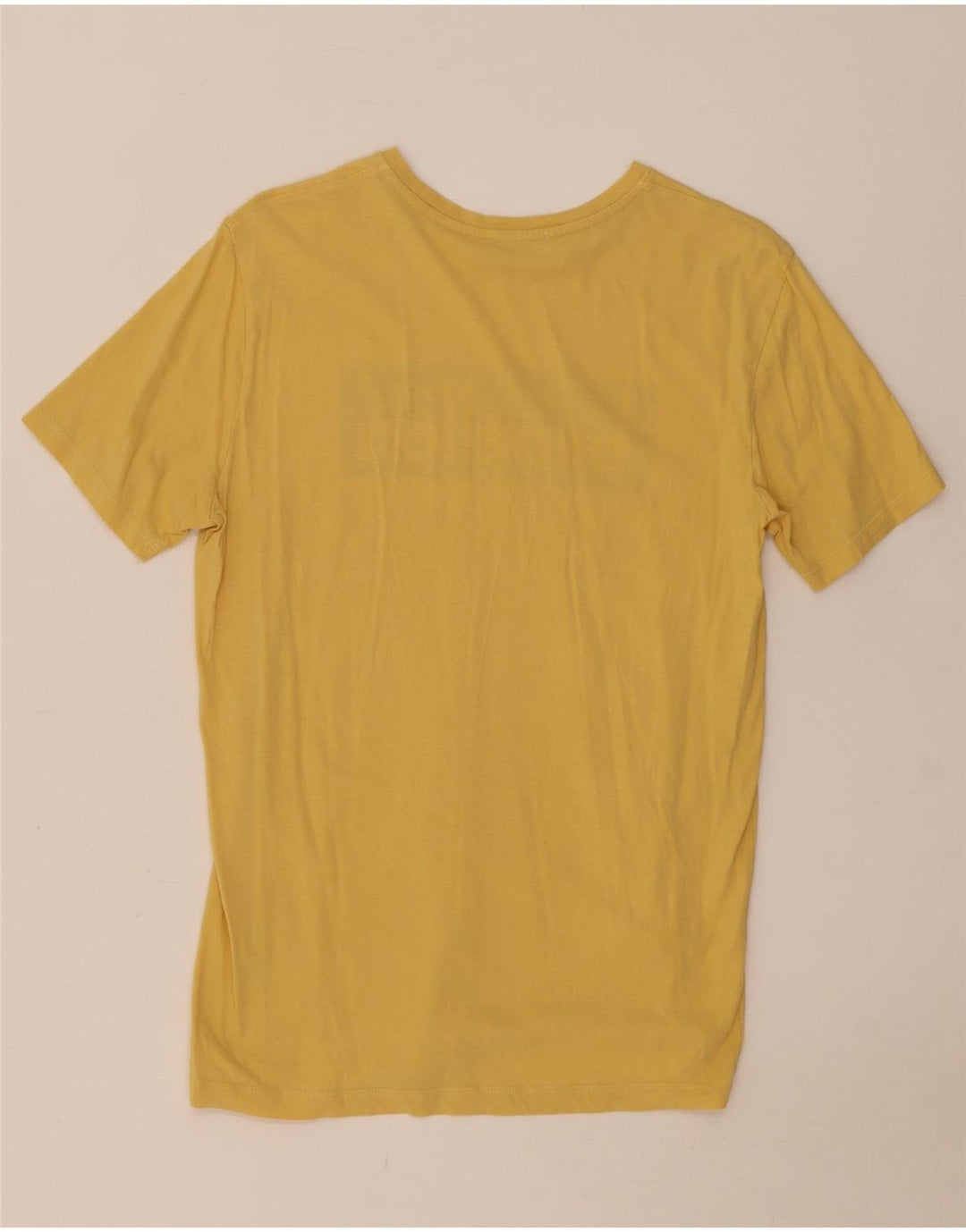 Benetton Herren-T-Shirt mit Grafik, mittelgelbe Baumwolle