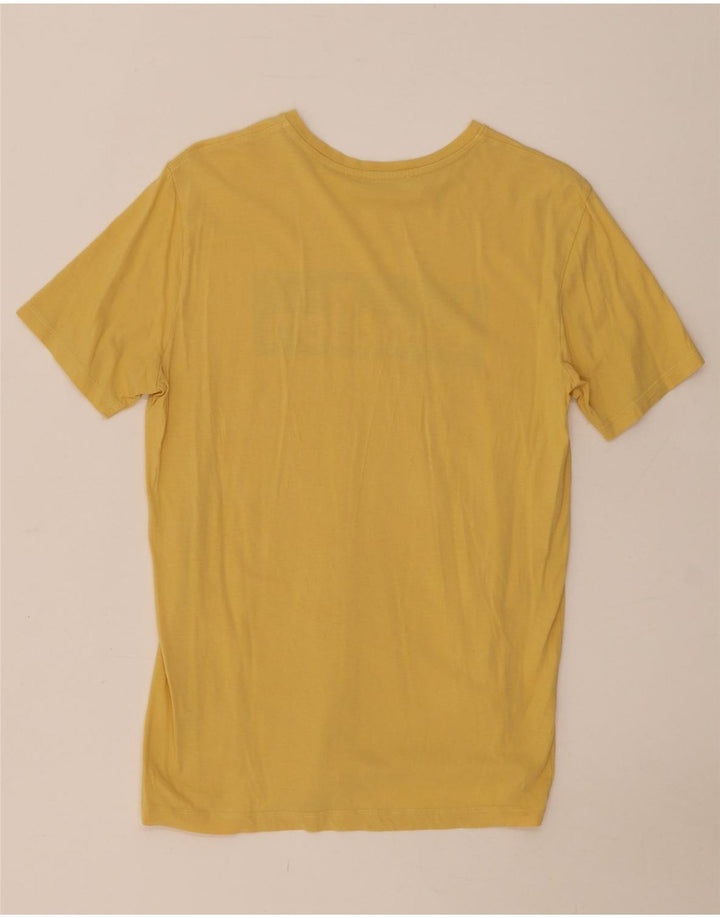 Benetton Herren-T-Shirt mit Grafik, mittelgelbe Baumwolle