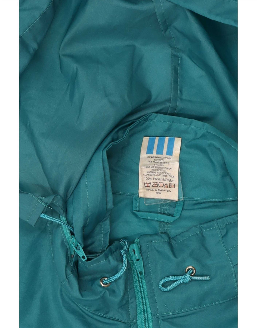 Adidas Herren-Regenjacke mit Kapuze, UK 38/40, Mitteltürkis, Farbblock