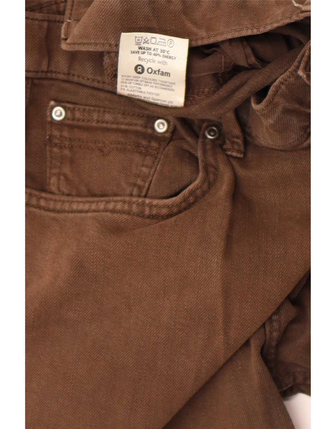 Marks & Spencer Damen Blue Harbor Straight Jeans W36 L31 Braune Baumwolle