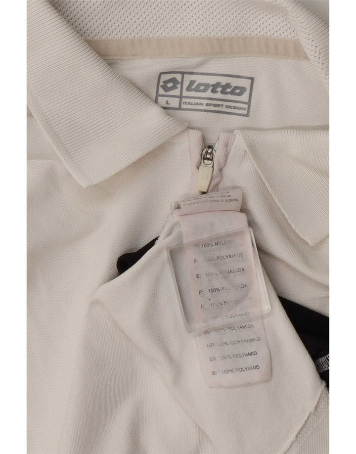 Lotto Herren-Poloshirt, groß, weißes Colourblock-Nylon