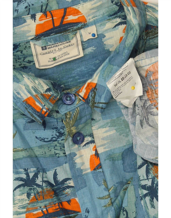 Mountain Warehouse Herren-Hemd mit abstraktem Muster, mittelblau, hawaiianisch