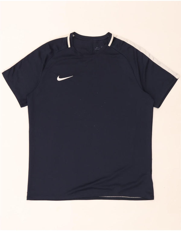 Nike Herren Dri Fit T-Shirt Top XL Marineblau Farbblock