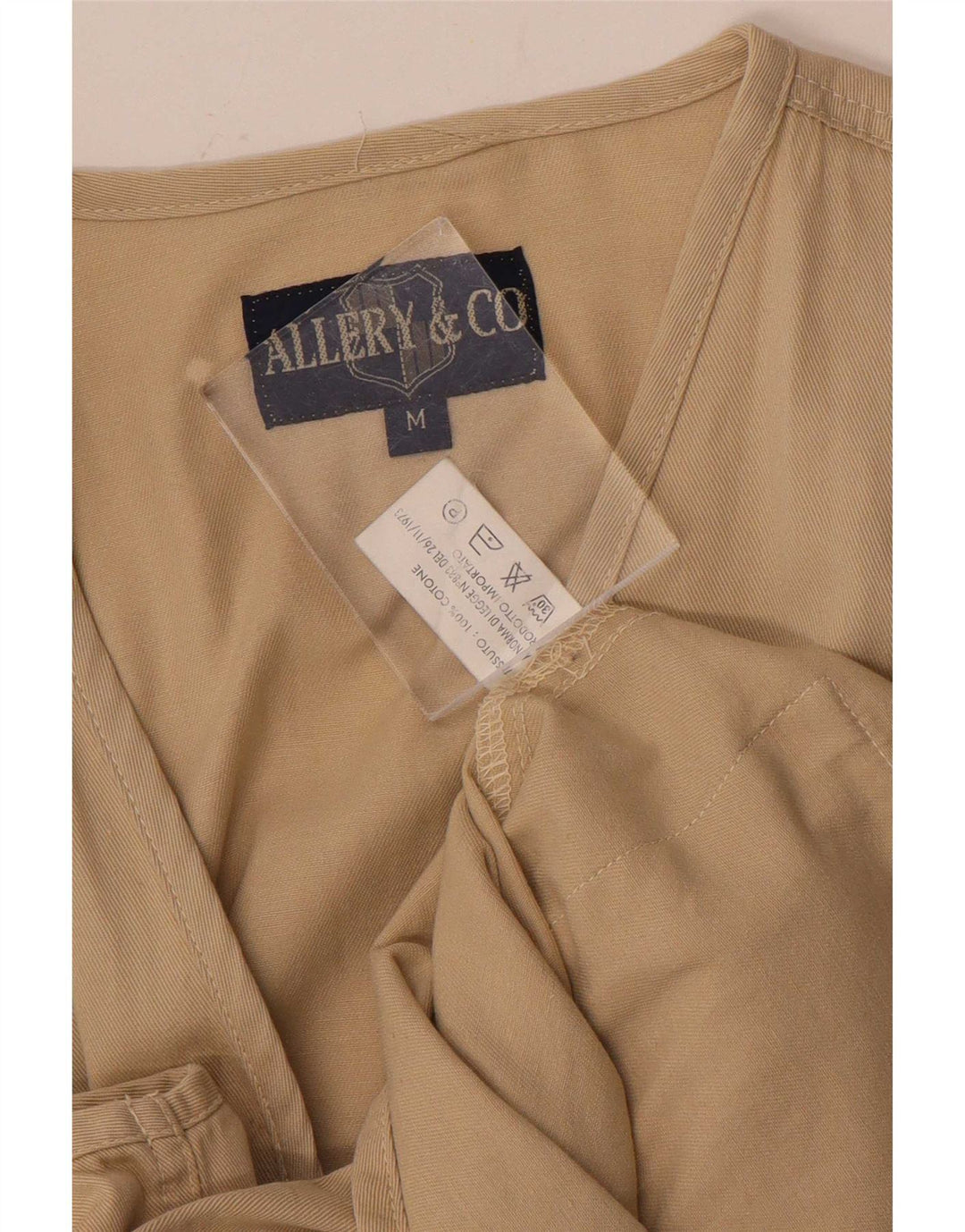 Vintage Herren Utility Gilet UK 38 Mittelbeige Baumwolle