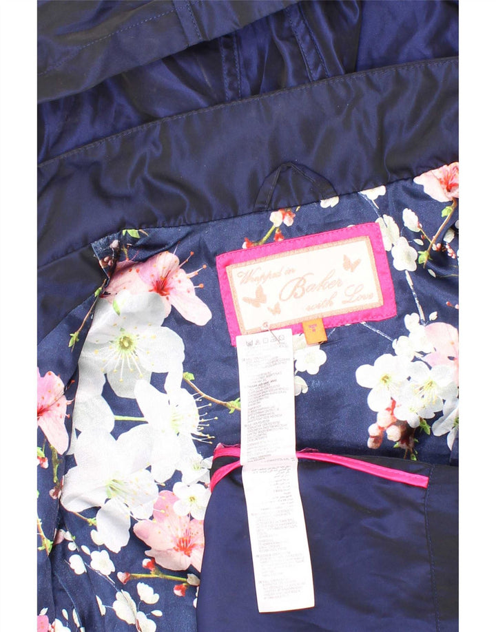 Ted Baker Mädchen-Regenmantel mit Kapuze, 7–8 Jahre, Marineblau
