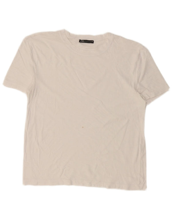 Zara Damen T-Shirt Top UK 10 Small Weiß