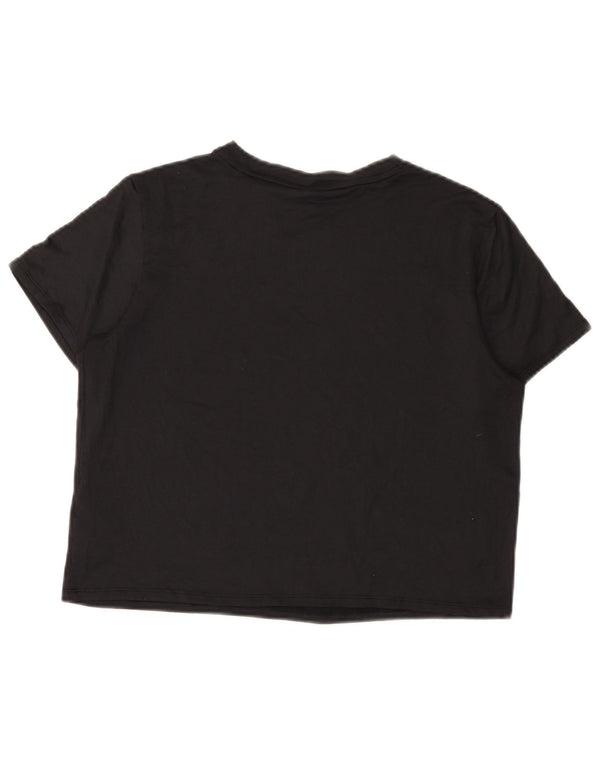 Puma Damen Crop Graphic T-Shirt Top UK 14 Medium Schwarz Polyester