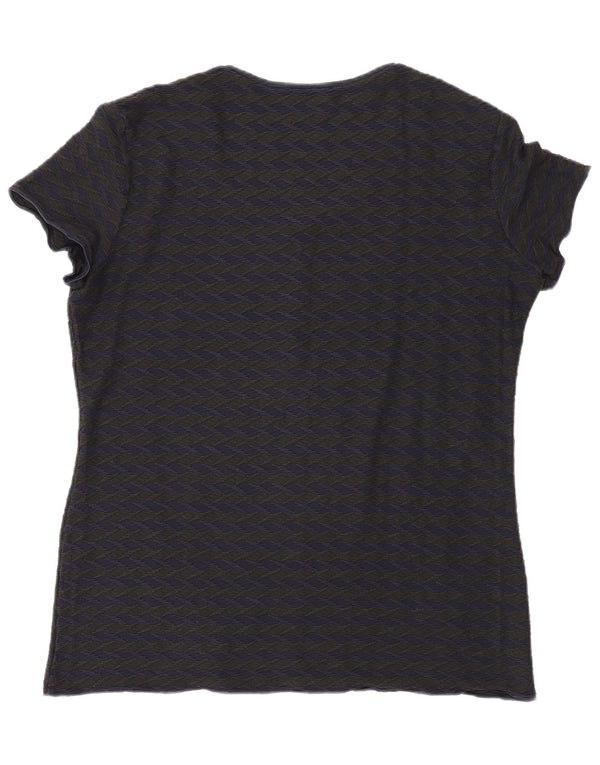 Emporio Armani Damen T-Shirt Top IT 52 2XL Marineblau Geometrisch