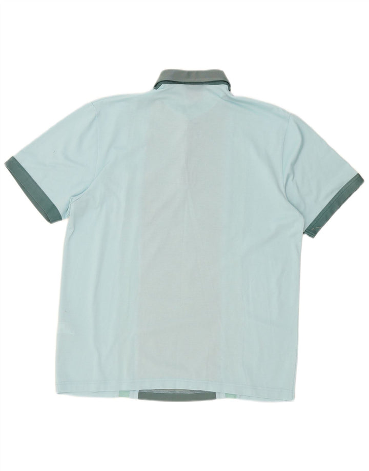 Gabicci Herren-Poloshirt, groß, blaue Farbblock-Baumwolle