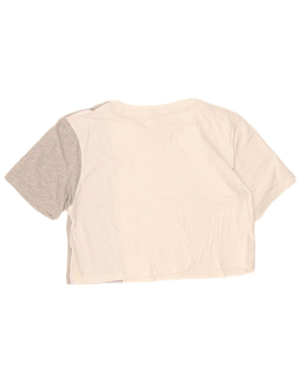 Calvin Klein Jeans Damen Crop T-Shirt Top UK 14 Mittelgrau Farbblock
