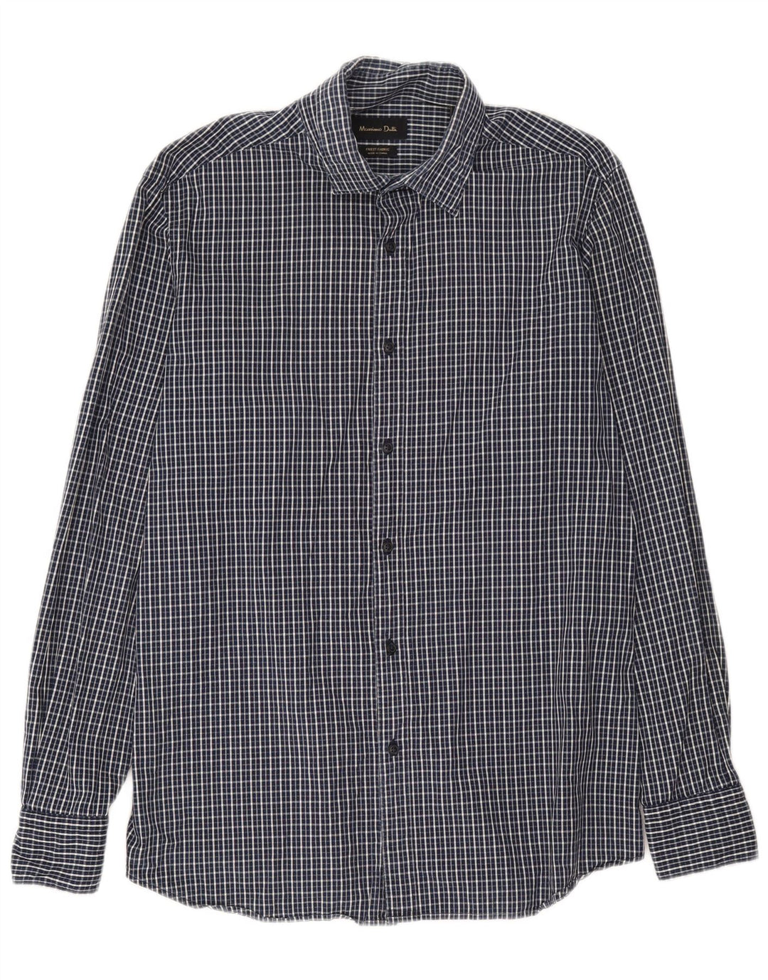 Massimo Dutti Herrenhemd, groß, marineblau, kariert, Baumwolle