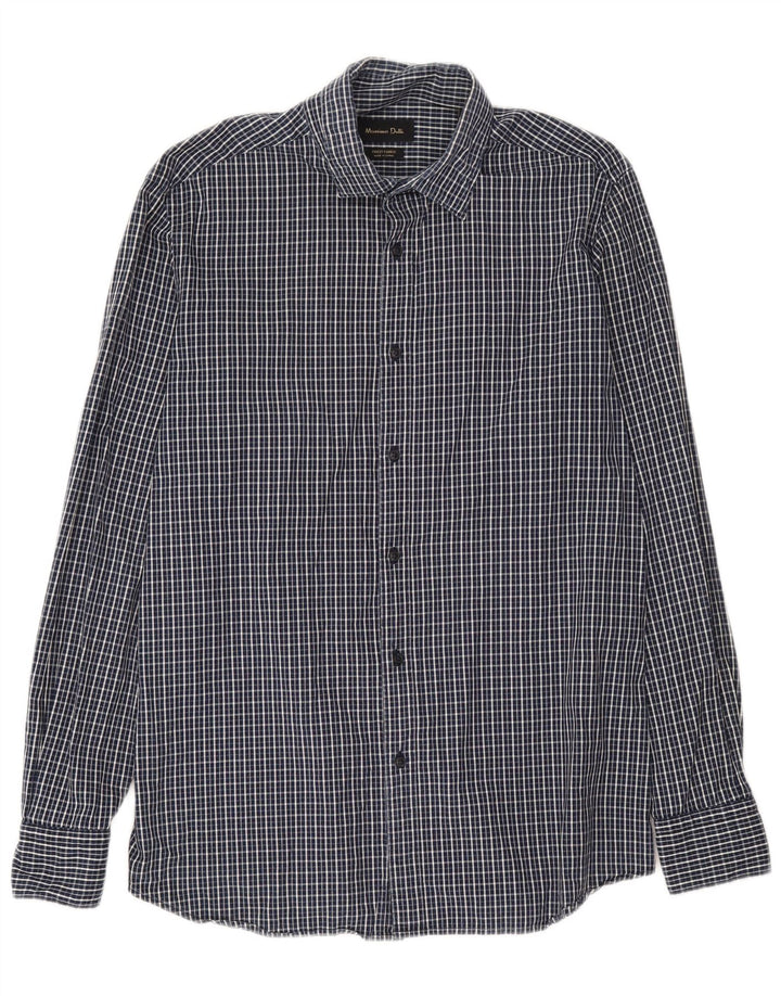 Massimo Dutti Herrenhemd, groß, marineblau, kariert, Baumwolle