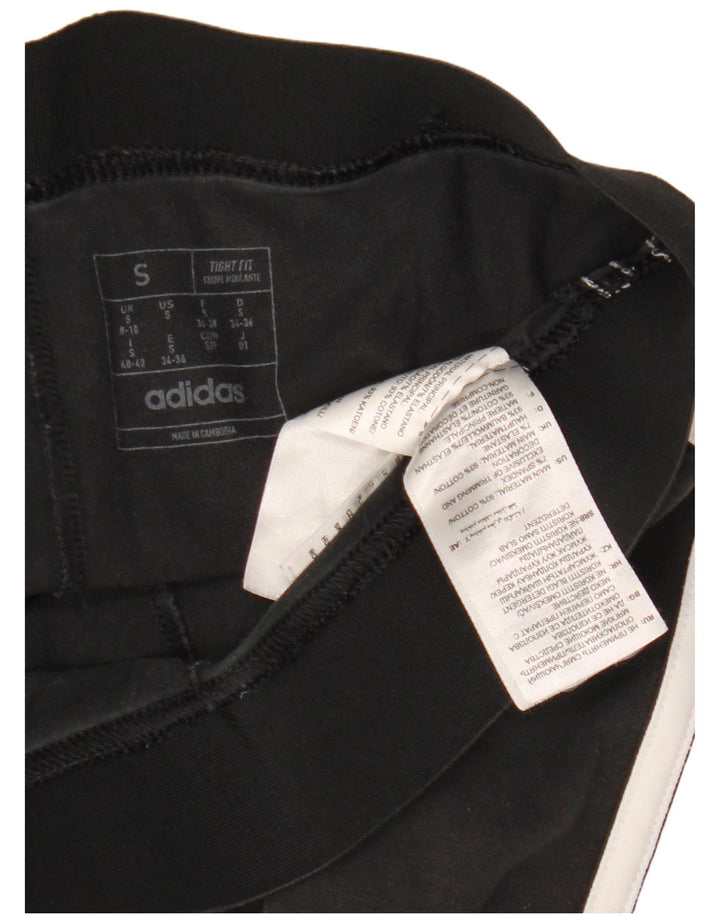ADIDAS Damen Tight Fit Leggings UK 8/10 Small Schwarz Baumwolle