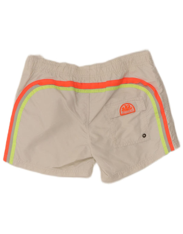 SUNDEK Jungen-Badeshorts mit Grafik, 13–14 Jahre, weißes Farbblockdesign