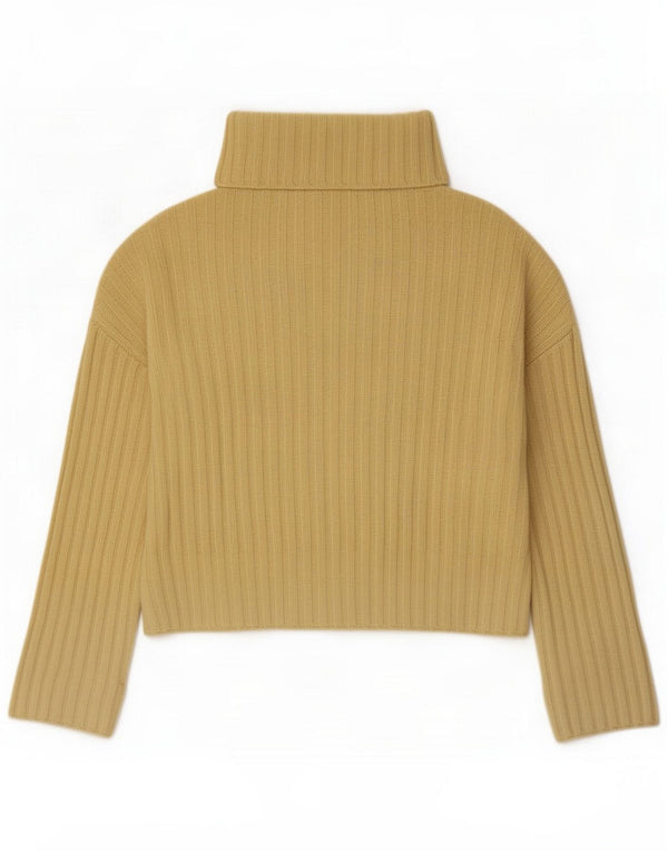 Sisley Damen Rollkragenpullover mit entspannter Passform, UK 6 XS, gelbe Wolle