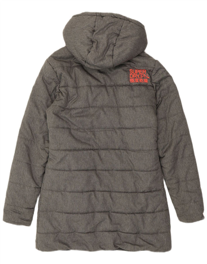SUPERDRY Wattierter Damenmantel UK 14 Mittelgraues Polyester